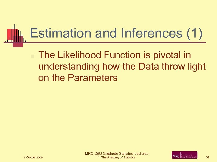Estimation and Inferences (1) n The Likelihood Function is pivotal in understanding how the