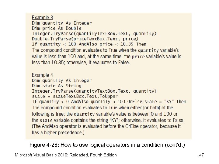 Figure 4 -26: How to use logical operators in a condition (cont'd. ) Microsoft