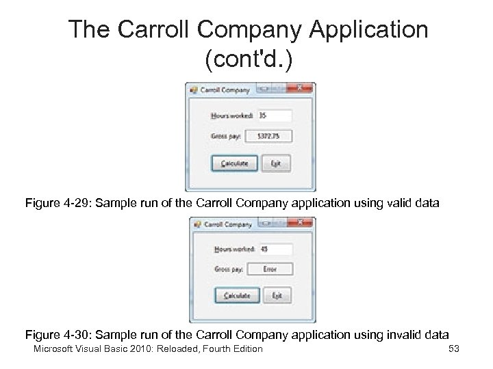 The Carroll Company Application (cont'd. ) Figure 4 -29: Sample run of the Carroll