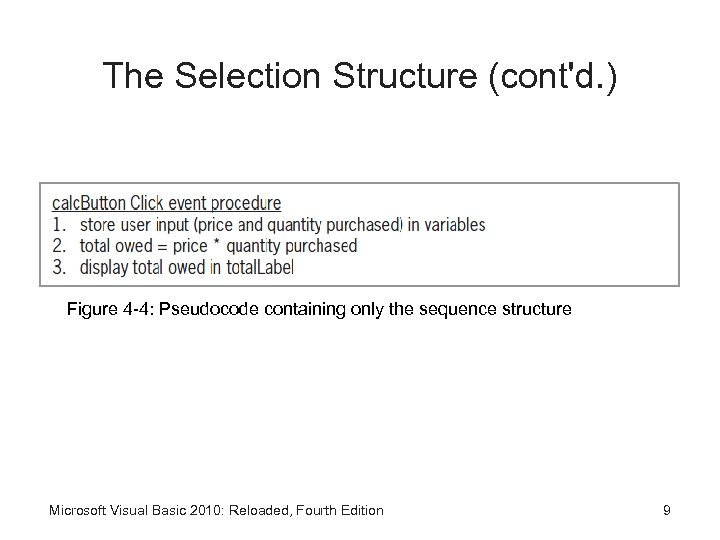 The Selection Structure (cont'd. ) Figure 4 -4: Pseudocode containing only the sequence structure