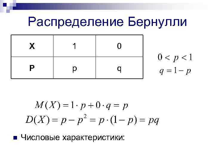 Схема бернулли распределение бернулли