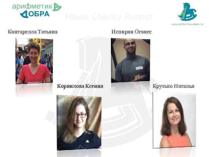 Наши Charity Runner Кантарелла Татьяна Корнилова Ксения Испирян Оганес Крутько Наталья 