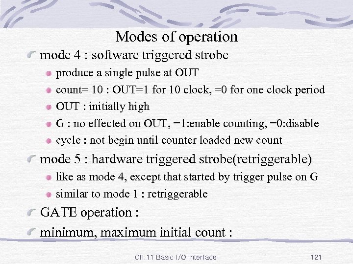 Modes of operation mode 4 : software triggered strobe produce a single pulse at