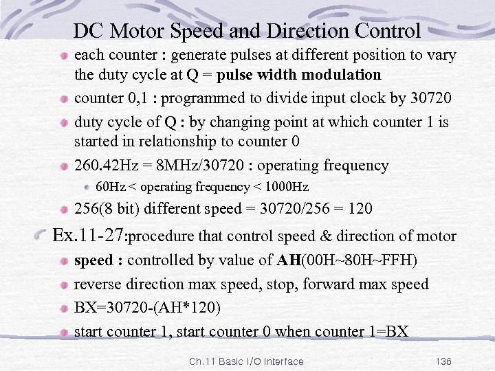 DC Motor Speed and Direction Control each counter : generate pulses at different position