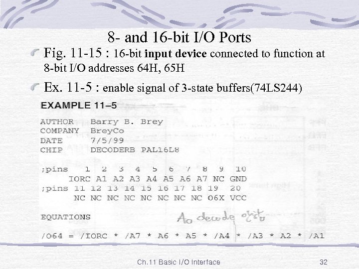 8 - and 16 -bit I/O Ports Fig. 11 -15 : 16 -bit input