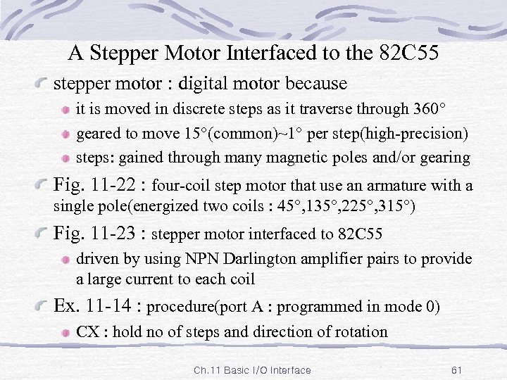 A Stepper Motor Interfaced to the 82 C 55 stepper motor : digital motor