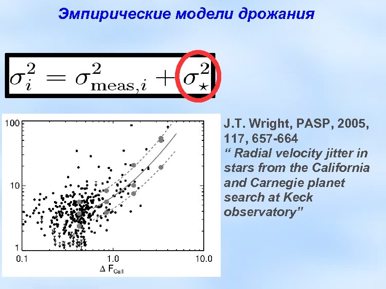 Эмпирические модели дрожания J. T. Wright, PASP, 2005, 117, 657 -664 “ Radial velocity