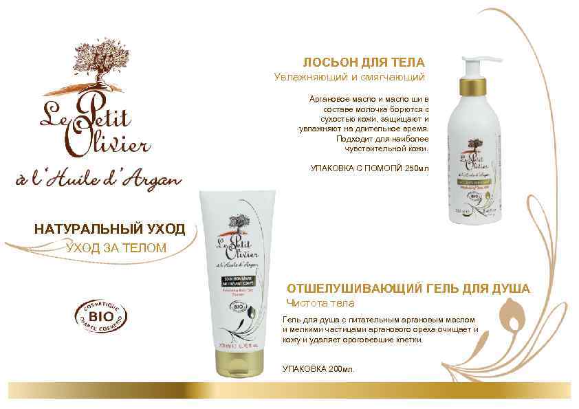 ЛОСЬОН ДЛЯ ТЕЛА Увлажняющий и смягчающий Аргановое масло и масло ши в составе молочка