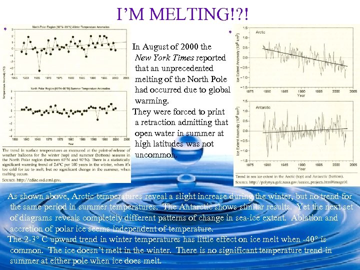 I’M MELTING!? ! * * In August of 2000 the New York Times reported