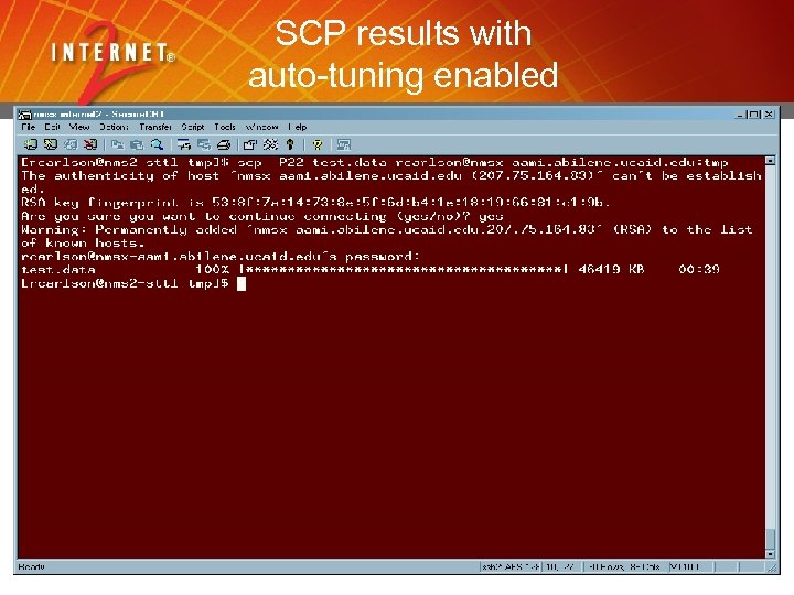 SCP results with auto-tuning enabled 