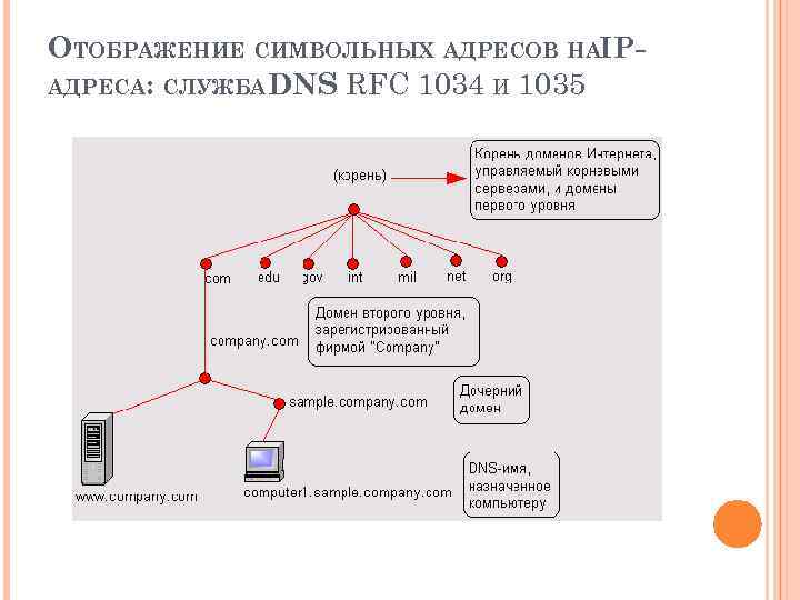 ОТОБРАЖЕНИЕ СИМВОЛЬНЫХ АДРЕСОВ НАIPАДРЕСА: СЛУЖБА DNS RFC 1034 И 1035 