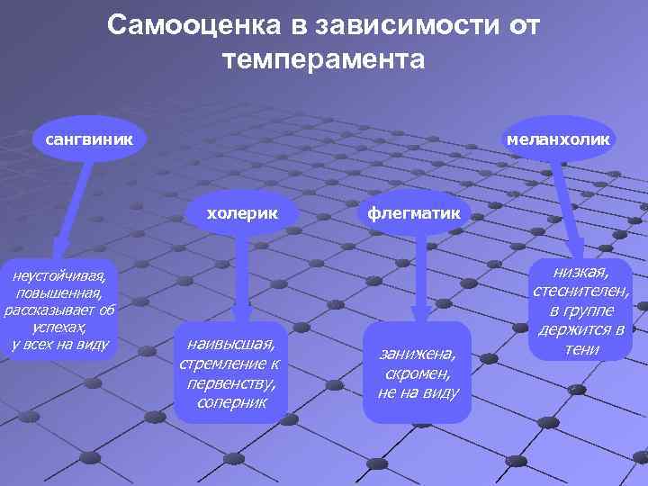 Самооценка в зависимости от темперамента сангвиник меланхолик холерик неустойчивая, повышенная, рассказывает об успехах, у