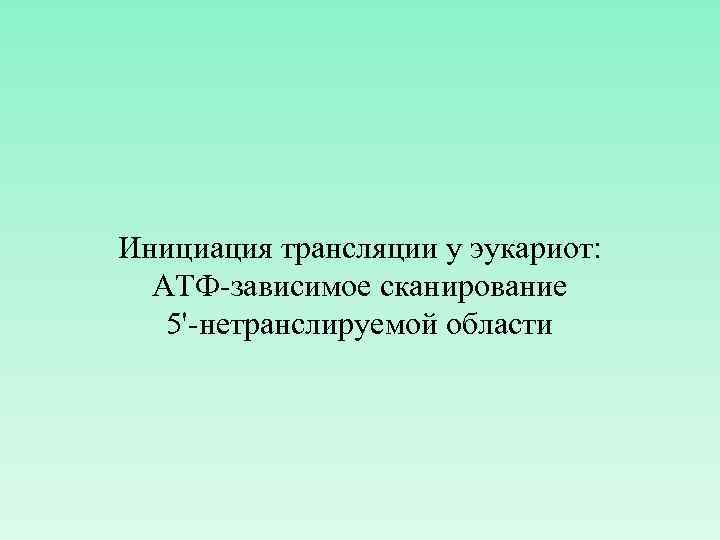 Инициация трансляции у эукариот: АТФ-зависимое сканирование 5'-нетранслируемой области 