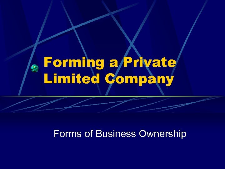 Forming a Private Limited Company Forms of Business Ownership 