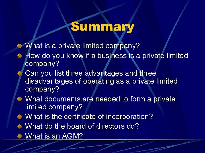 Summary What is a private limited company? How do you know if a business