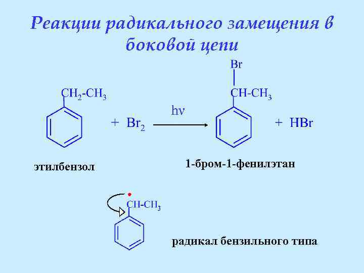 Бензол взаимодействует с бромной