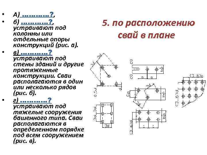  • • А) …………? , б) …………? , устраивают под колонны или отдельные