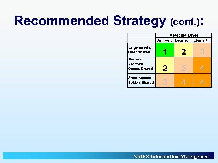 Recommended Strategy (cont. ): NMFS Information Management 