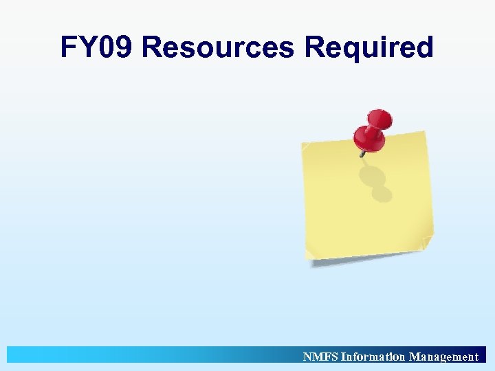 FY 09 Resources Required NMFS Information Management 