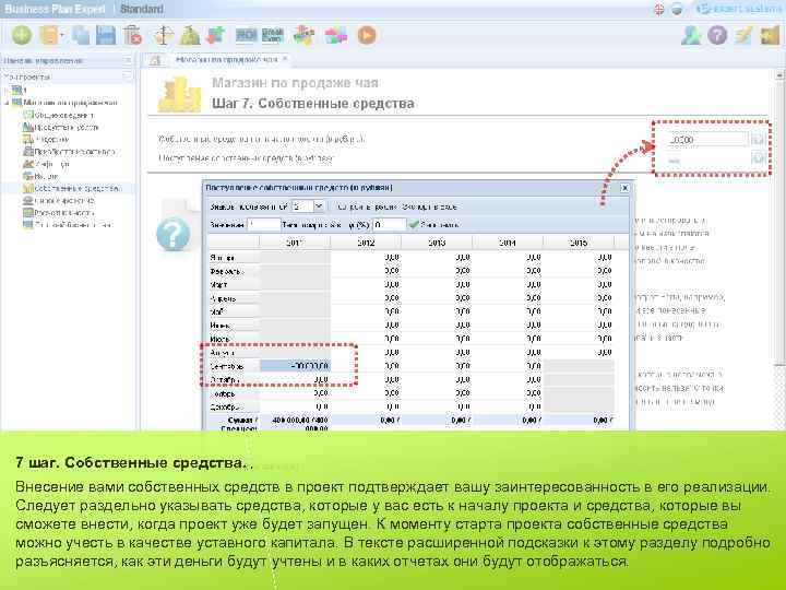 7 шаг. Собственные средства. Внесение вами собственных средств в проект подтверждает вашу заинтересованность в