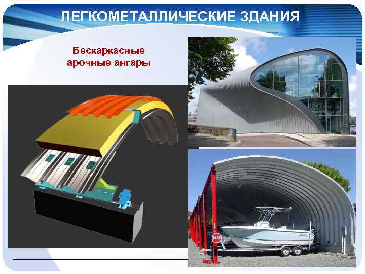 ЛЕГКОМЕТАЛЛИЧЕСКИЕ ЗДАНИЯ Бескаркасные арочные ангары 