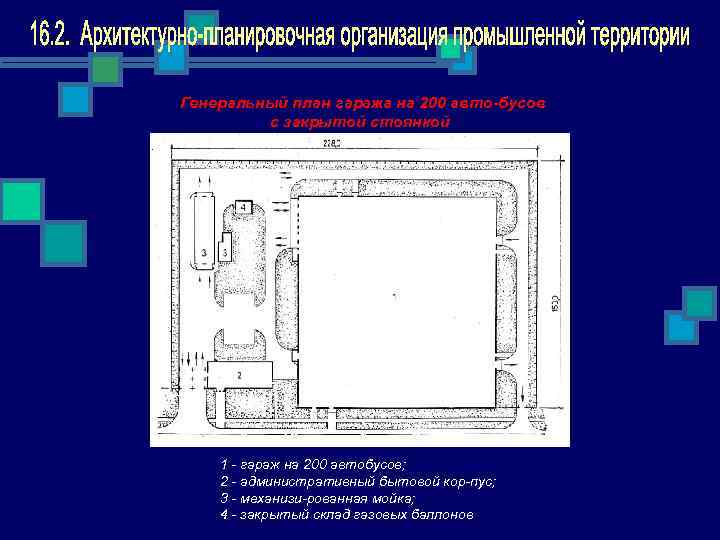 Генеральный план гаража на 200 авто бусов с закрытой стоянкой 1 гараж на 200