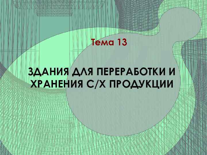 Тема 13 ЗДАНИЯ ДЛЯ ПЕРЕРАБОТКИ И ХРАНЕНИЯ С/Х ПРОДУКЦИИ 