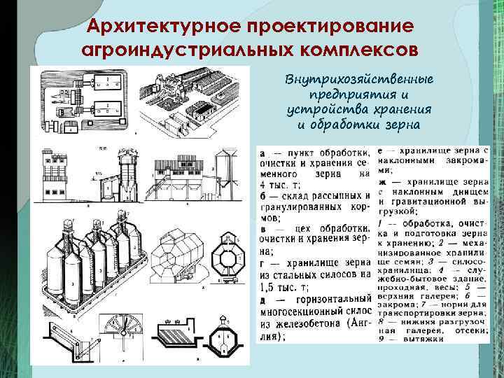 Архитектурное проектирование агроиндустриальных комплексов Внутрихозяйственные предприятия и устройства хранения и обработки зерна 