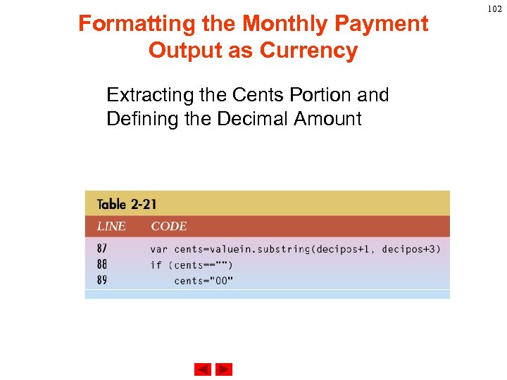 Formatting the Monthly Payment Output as Currency Extracting the Cents Portion and Defining the