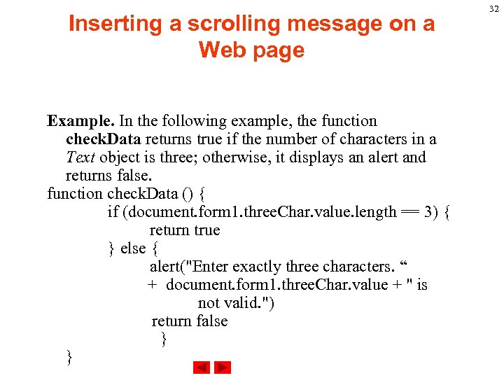 Inserting a scrolling message on a Web page Example. In the following example, the