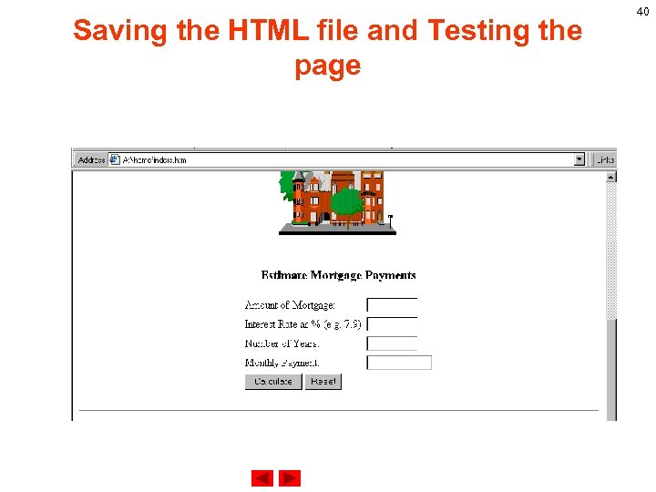 Saving the HTML file and Testing the page 40 