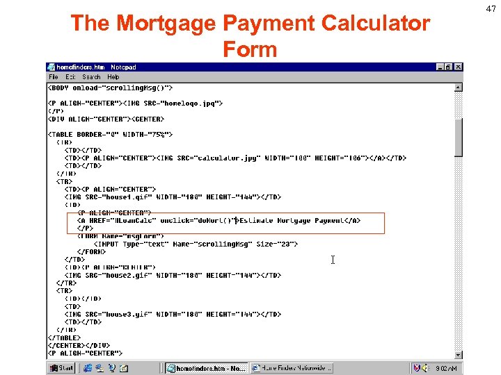 The Mortgage Payment Calculator Form 47 