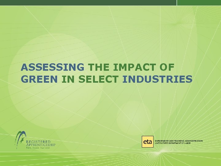 ASSESSING THE IMPACT OF GREEN IN SELECT INDUSTRIES 