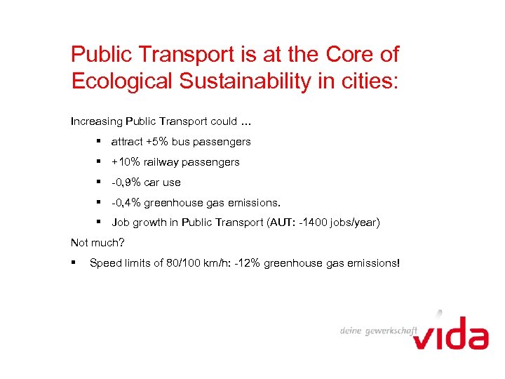 Public Transport is at the Core of Ecological Sustainability in cities: Increasing Public Transport