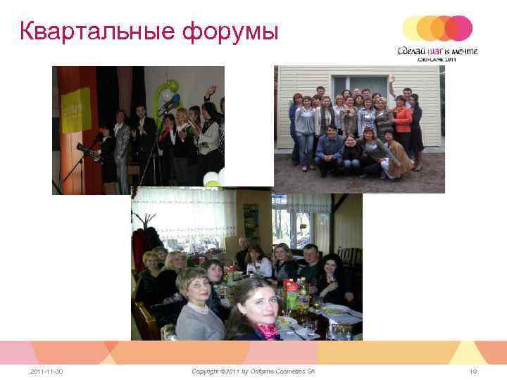 Квартальные форумы 2011 -11 -30 Copyright © 2011 by Oriflame Cosmetics SA 19 