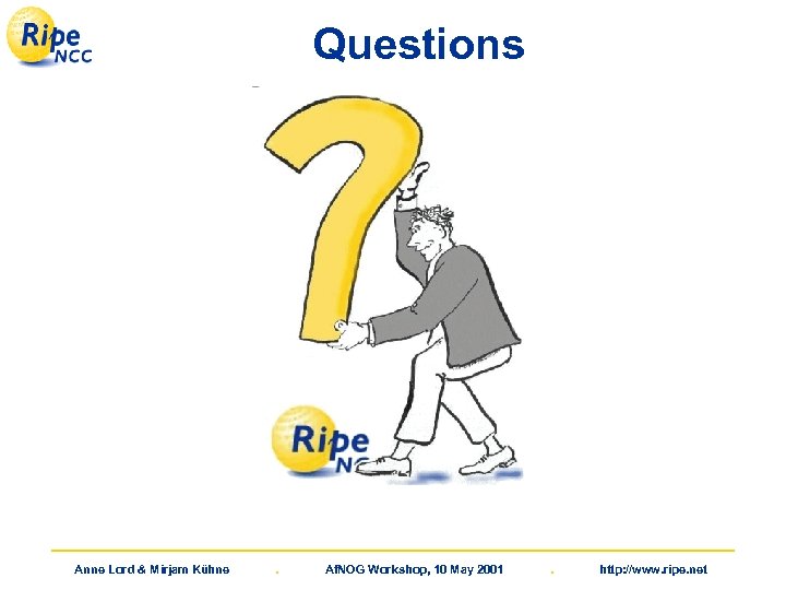 Questions Anne Lord & Mirjam Kühne . Af. NOG Workshop, 10 May 2001 .