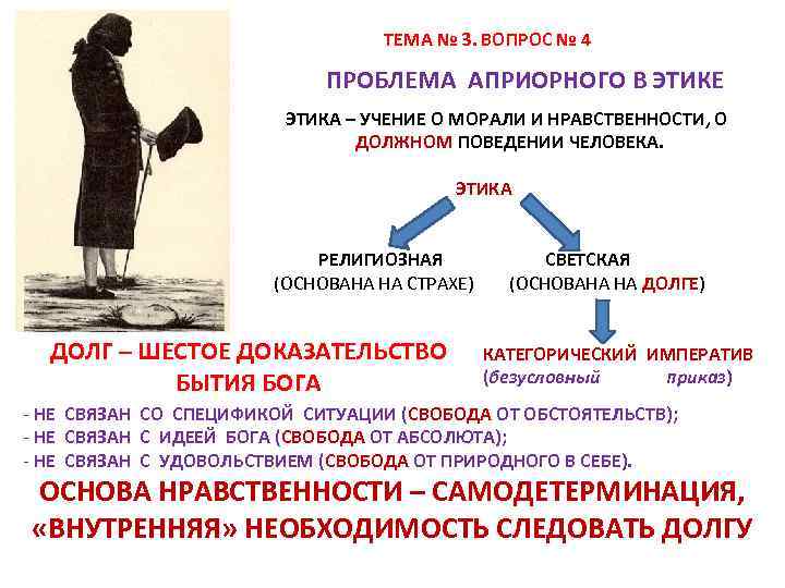 ТЕМА № 3. ВОПРОС № 4 ПРОБЛЕМА АПРИОРНОГО В ЭТИКЕ ЭТИКА – УЧЕНИЕ