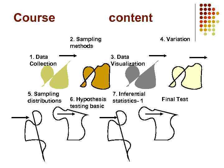 Course content 2. Sampling methods 4. Variation 1. Data Collection 3. Data Visualization 5.