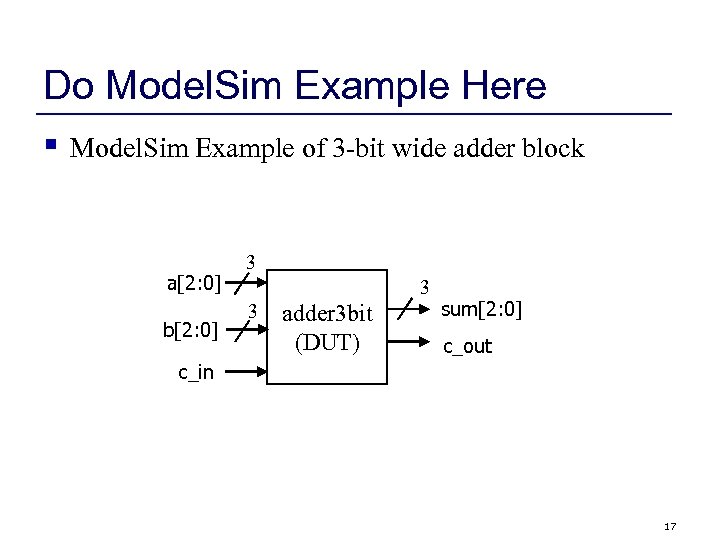 Do Model. Sim Example Here § Model. Sim Example of 3 -bit wide adder