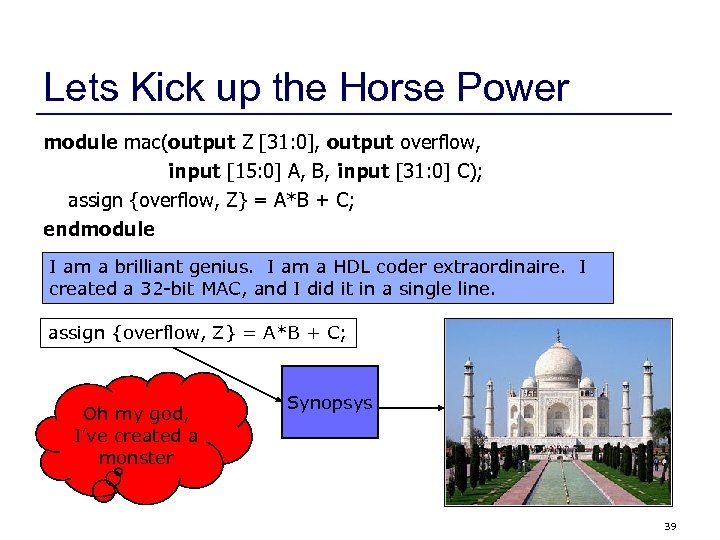 Lets Kick up the Horse Power module mac(output Z [31: 0], output overflow, input