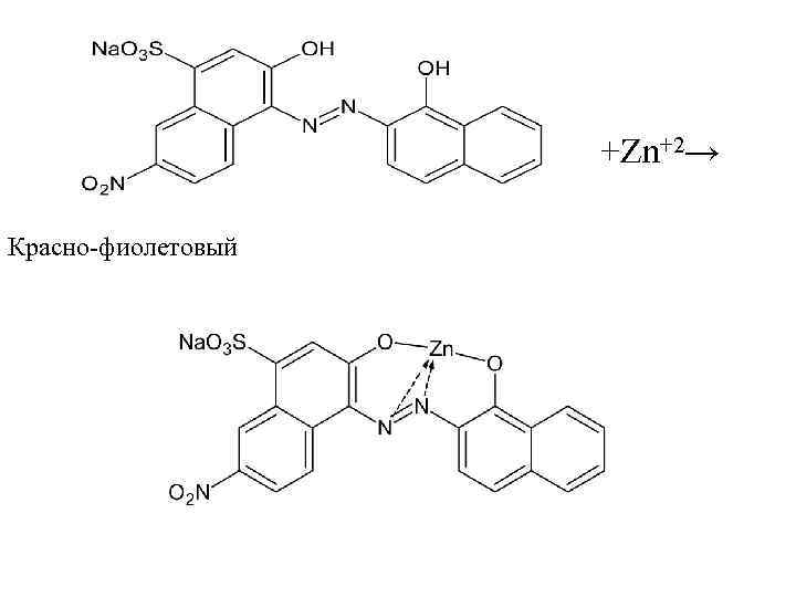 +Zn+2→ Красно фиолетовый 