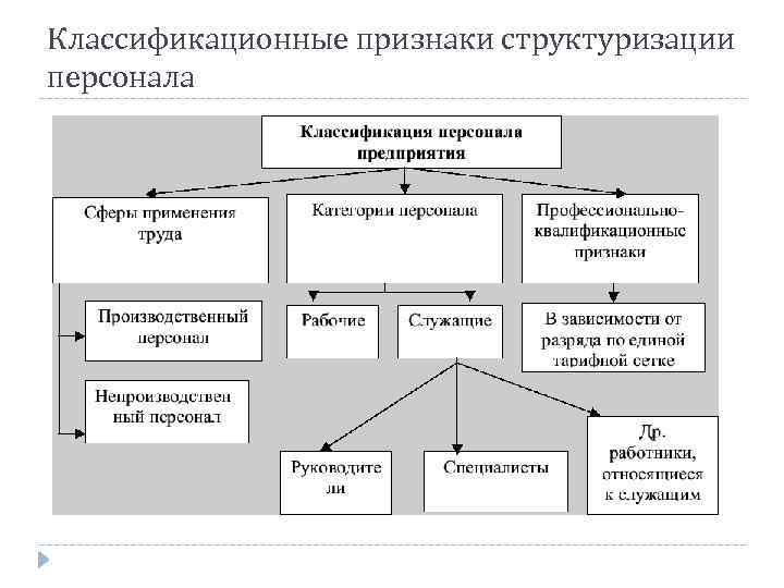 Классификационные признаки структуризации персонала 