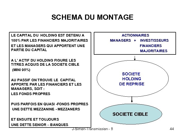SCHEMA DU MONTAGE LE CAPITAL DU HOLDING EST DETENU A 100% PAR LES FINANCIERS