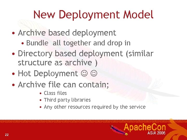 New Deployment Model • Archive based deployment • Bundle all together and drop in
