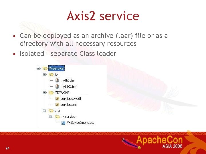 Axis 2 service • Can be deployed as an archive (. aar) file or
