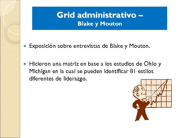 Grid administrativo – Blake y Mouton Exposición sobre entrevistas de Blake y Mouton. Hicieron