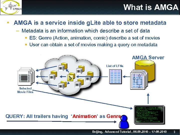 What is AMGA • AMGA is a service inside g. Lite able to store