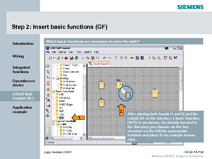 Step 2: Insert basic functions (GF) Introduction Which basic functions are necessary to solve