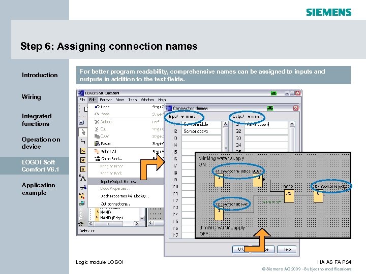 Step 6: Assigning connection names Introduction For better program readability, comprehensive names can be