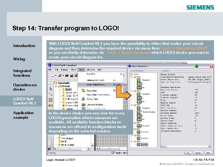 Step 14: Transfer program to LOGO! Introduction Wiring With LOGO! Soft Comfort V 6.